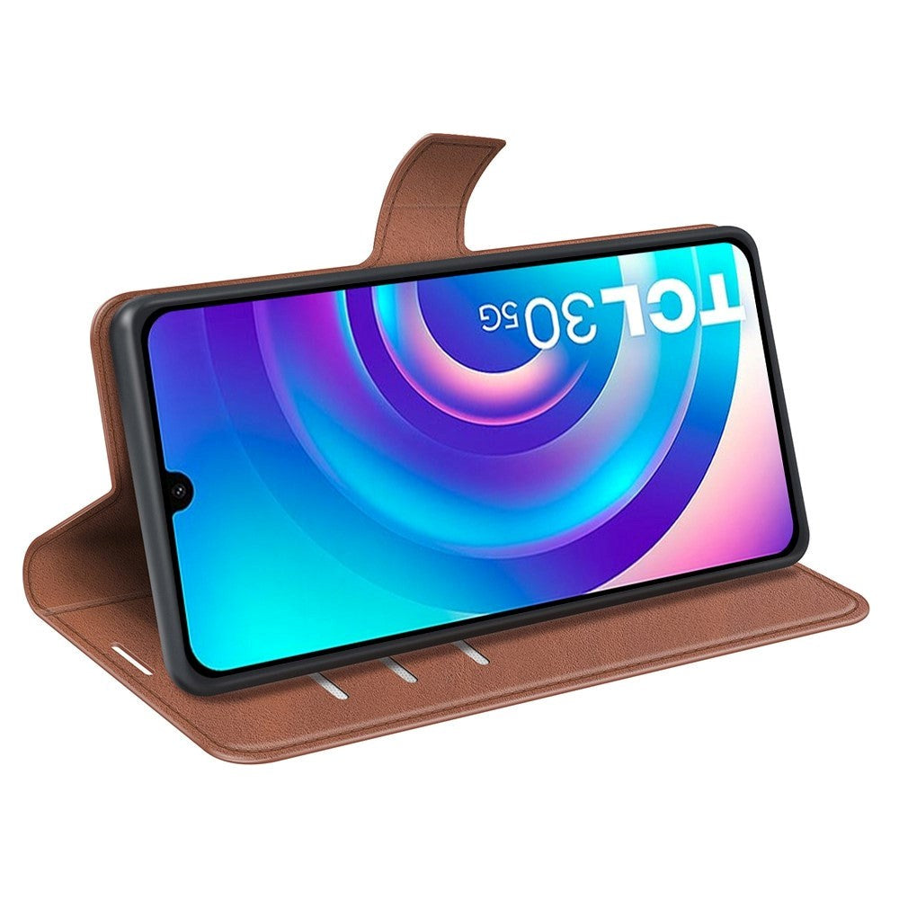 TCL 30 (4G) / (5G) Kunst Skinn Flip Deksel med Kortholder - Lysebrun