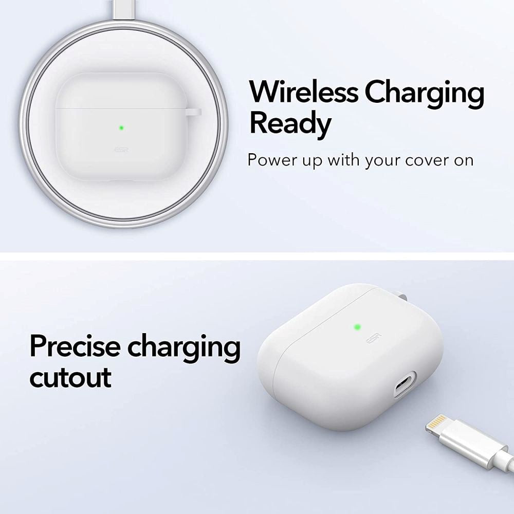 Apple Airpods (3. gen.) ESR Bounce Silikondeksel med Karabinkrok - Hvit