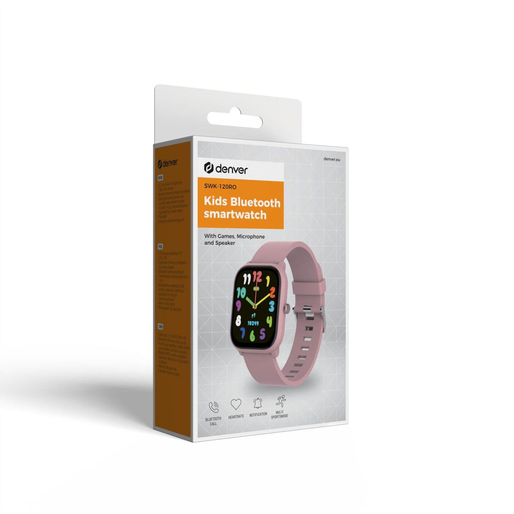 Denver SWK-120RO Smartklokke for Barn m. Bluetooth & Spill - Rosa