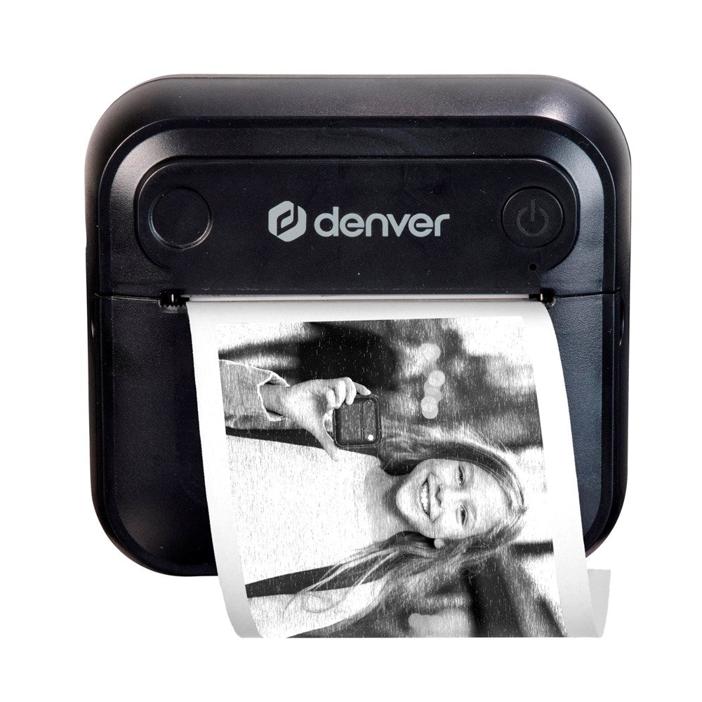 Denver MBP-32B Bluetooth Termisk Skriver - inkl. 1 x Rull med Skriverpapir 1 x Rull med Klistremerkepapir - Svart