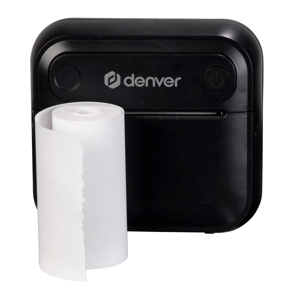 Denver MBP-32B Bluetooth Termisk Skriver - inkl. 1 x Rull med Skriverpapir 1 x Rull med Klistremerkepapir - Svart