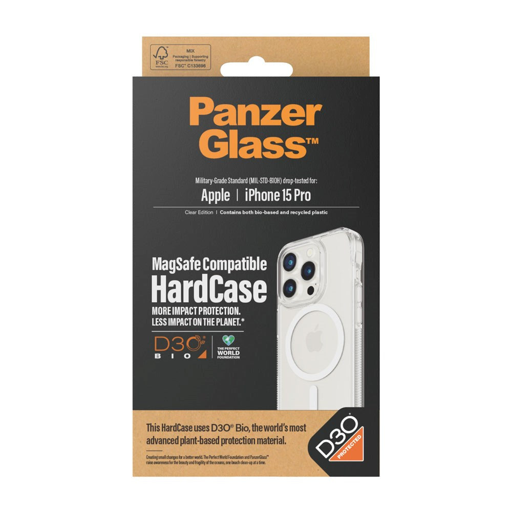 iPhone 15 Pro Deksel PanzerGlass D3O® Bio HardCase - MagSafe Kompatibel - Gjennomsiktig