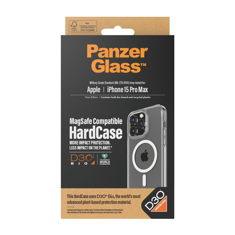 iPhone 15 Pro Max Deksel PanzerGlass D3O® Bio HardCase - MagSafe Kompatibel - Gjennomsiktig