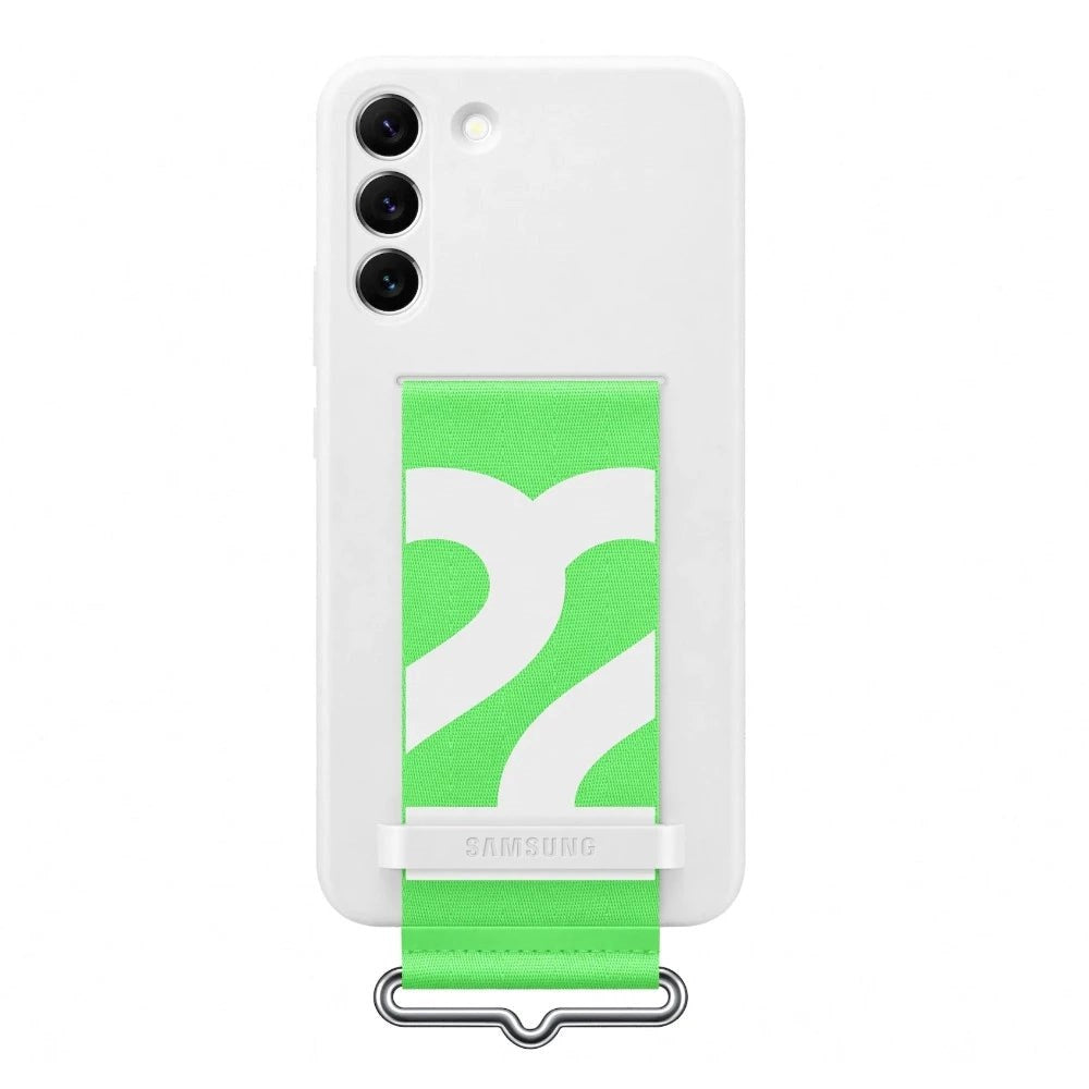Original Samsung Galaxy S22 Silikon Deksel med Stropp - White (EF-GS901TNEGWW)