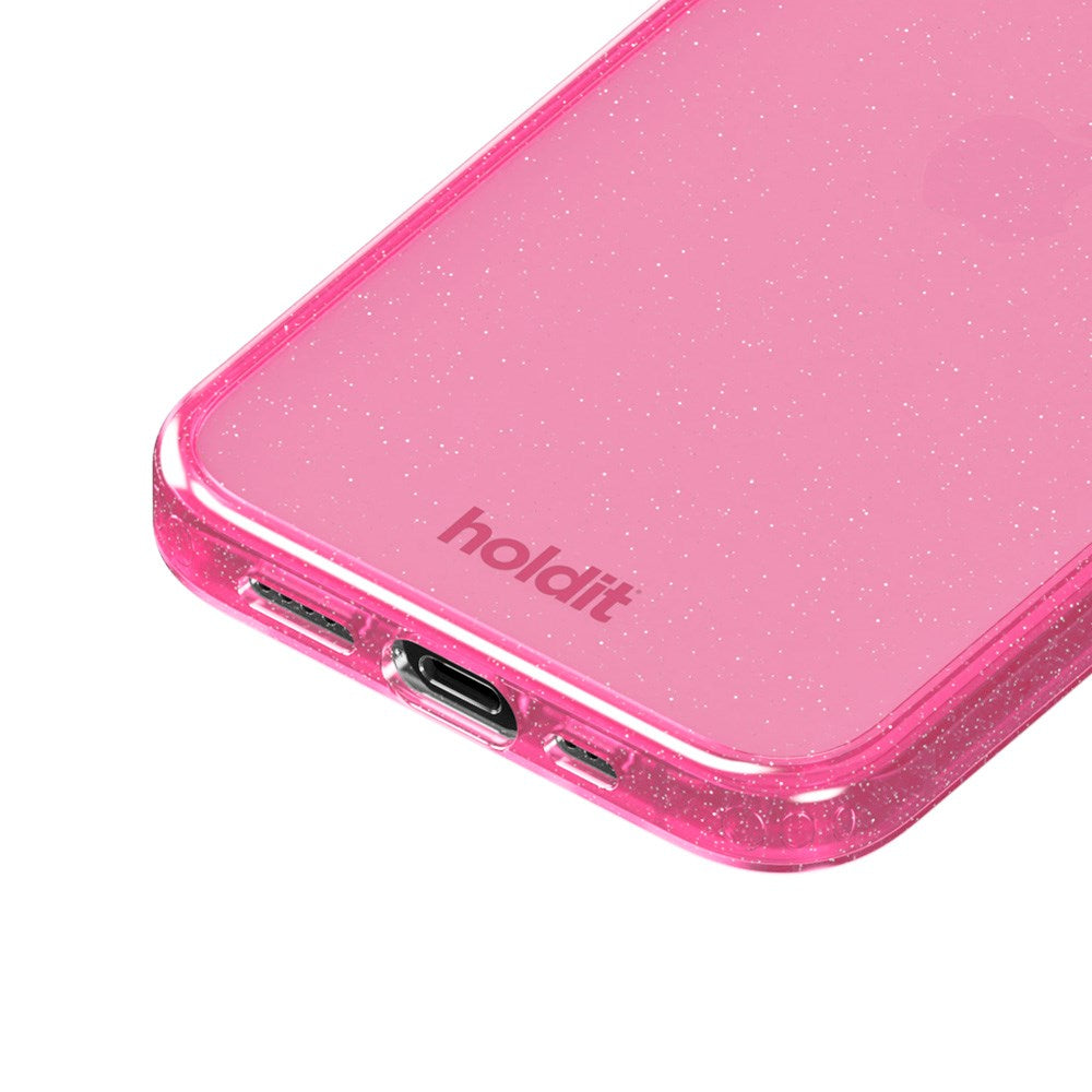 Holdit iPhone 12 / 12 Pro Glitter Deksel - Rosa