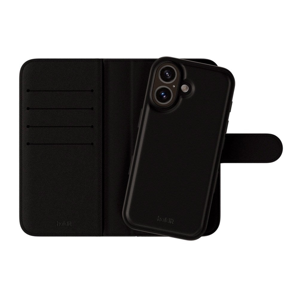 Holdit iPhone 16 Wallet Case MagSafe Plus - Flip Deksel - MagSafe Kompatibel - Black
