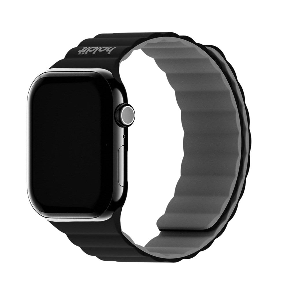 Apple Watch (38/40/SE/41/42mm) Holdit Silicone Magnet Klokkerem - Svart / Grå