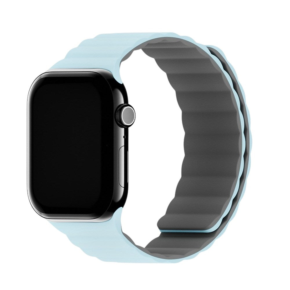 Apple Watch (38/40/SE/41/42mm) Holdit Silicone Magnet Klokkerem - Grå / Blå