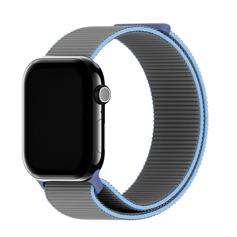 Apple Watch (38/40/SE/41/42mm) Holdit Nylon Klokkerem med Borrelås - Grå / Blå