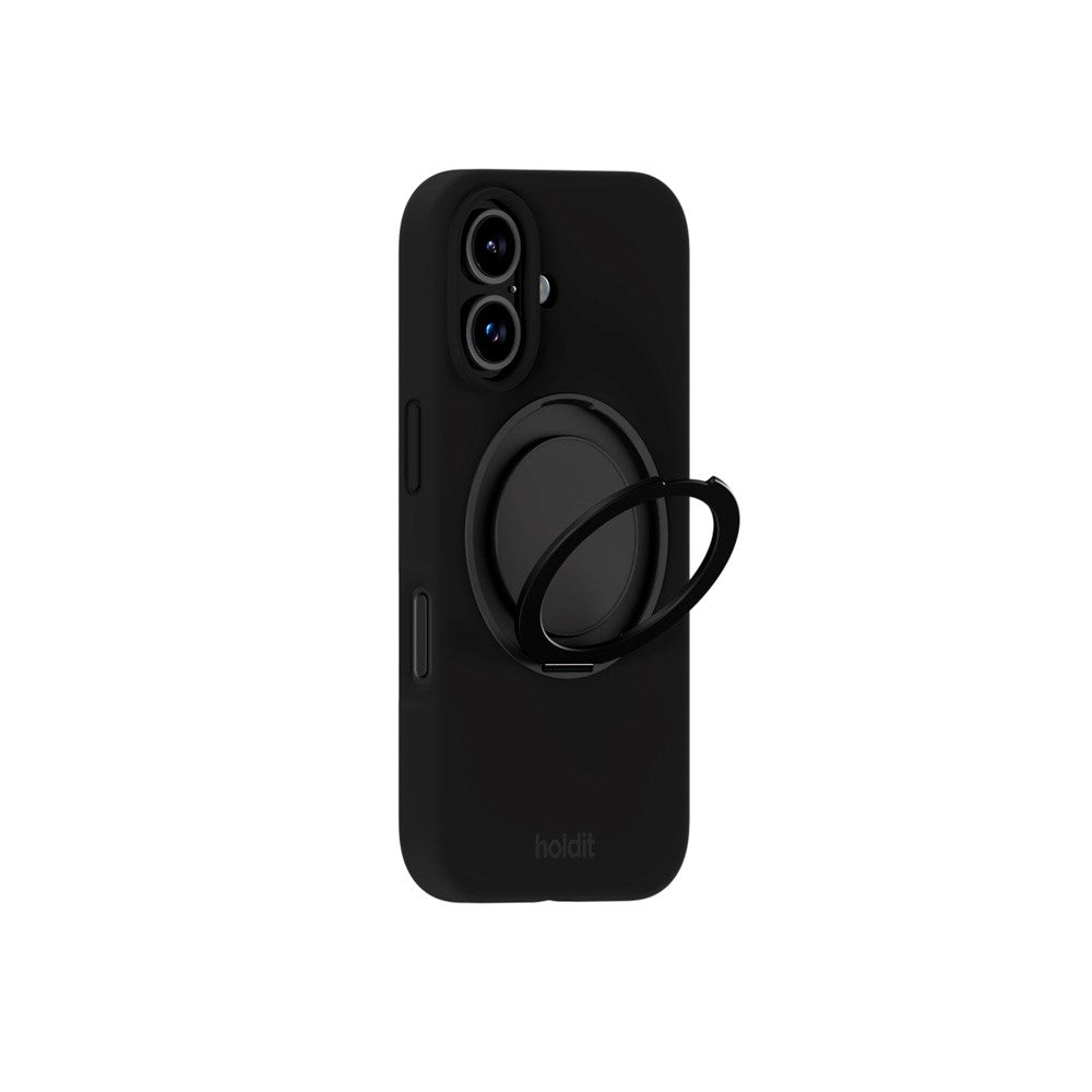 iPhone 16 Holdit Silikone Stand Deksel - Black
