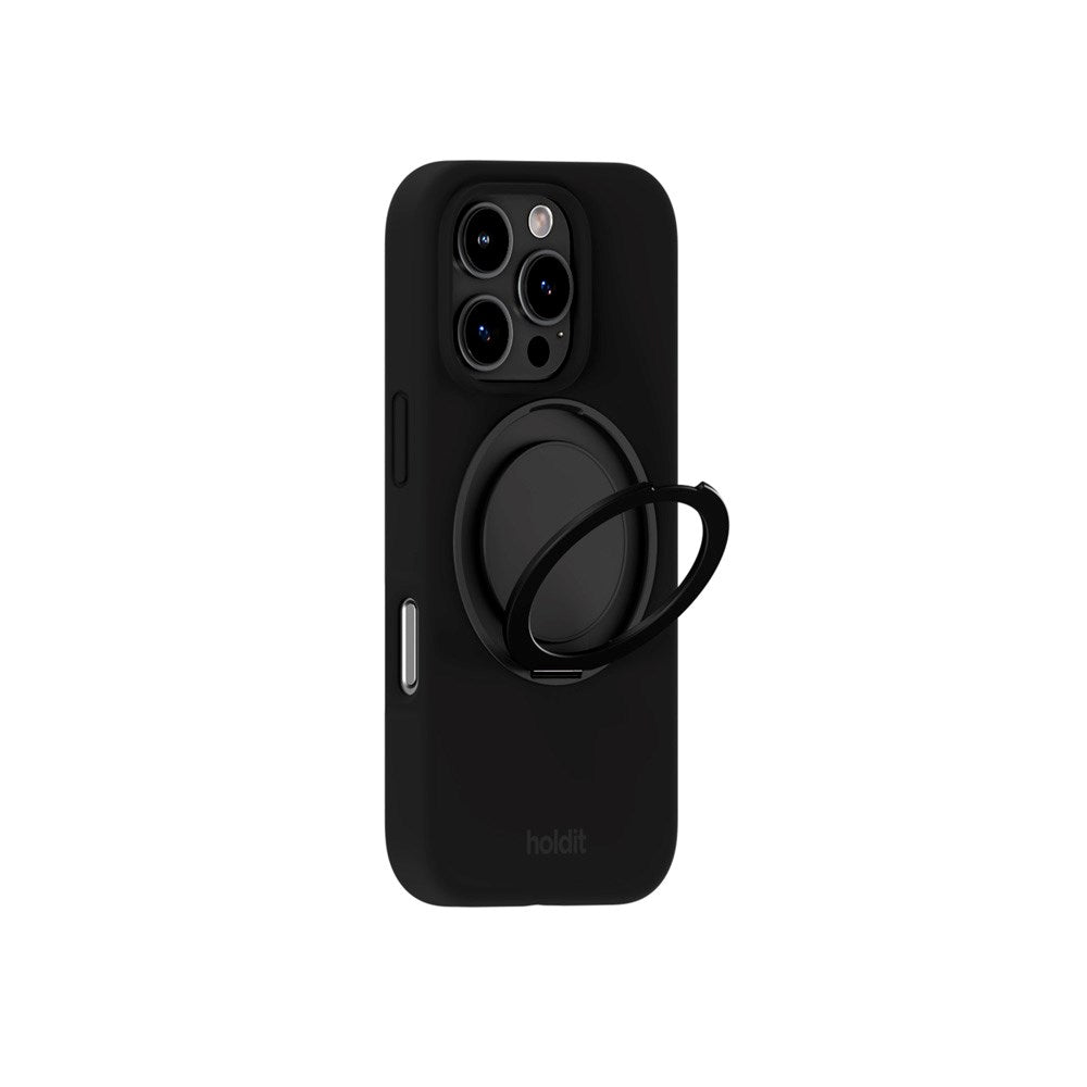iPhone 16 Pro Holdit Silikone Stand Deksel - Black