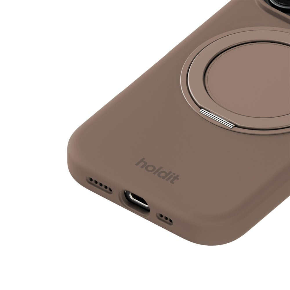 iPhone 16 Pro Holdit Silikone Stand Deksel - Mocha Brown