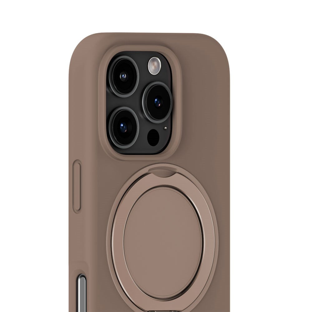 iPhone 16 Pro Holdit Silikone Stand Deksel - Mocha Brown