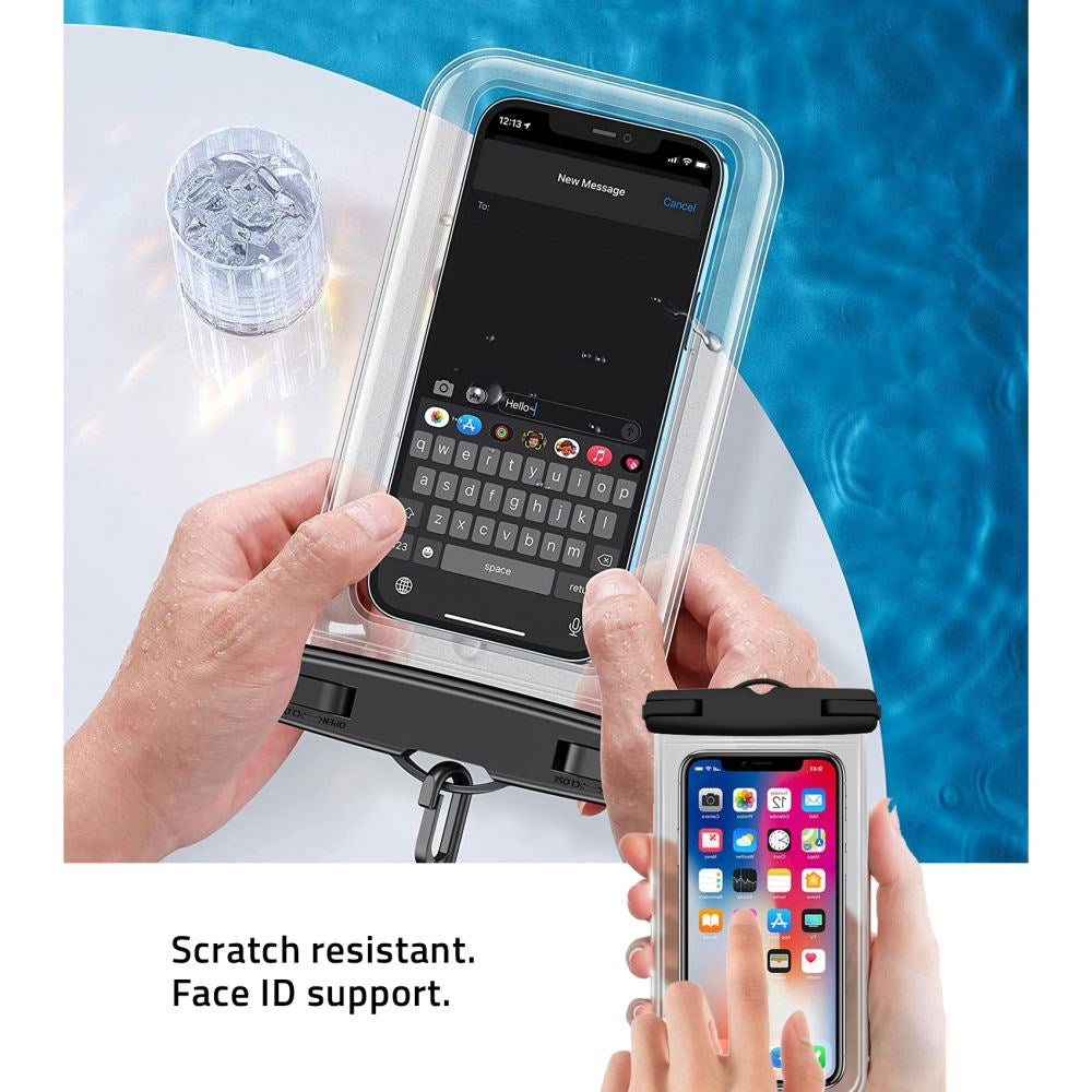 Tech-Protect Universal Vanntett Case Etui - Svart / Gjennomsiktig (Maks. Mobil: 163 x 90 x 10 mm)
