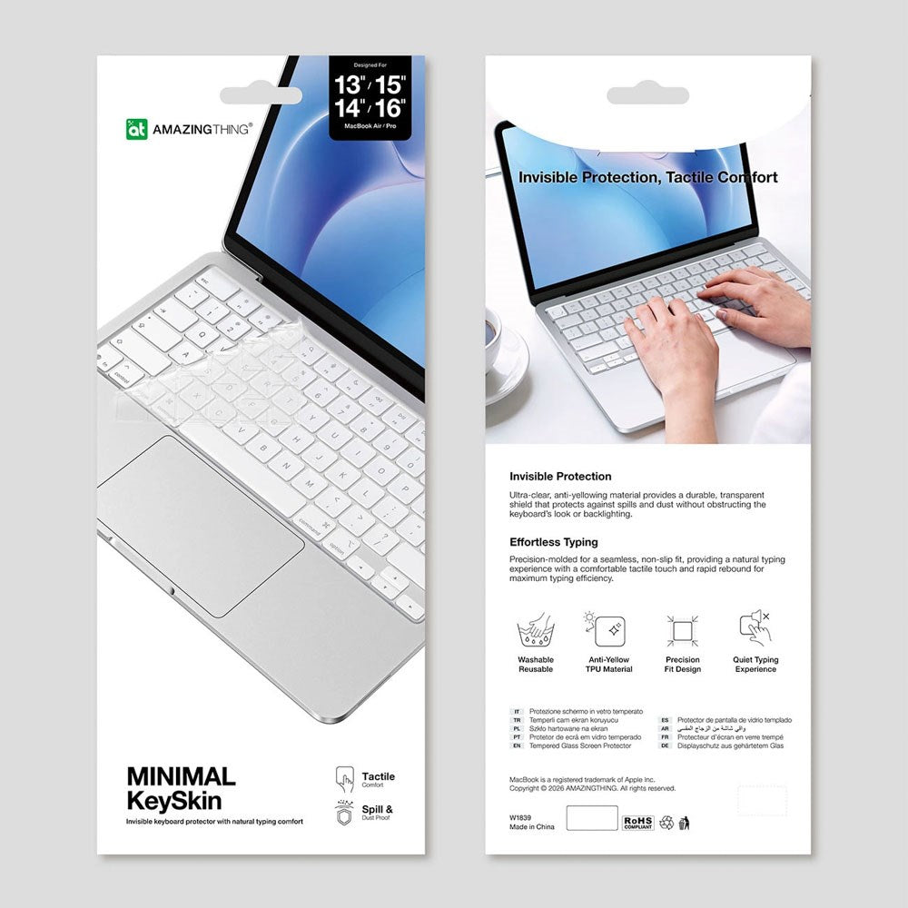 AmazingThing Tastaturbeskytter til MacBook Neo 13 A18 Pro (2026) - Gjennomsiktig