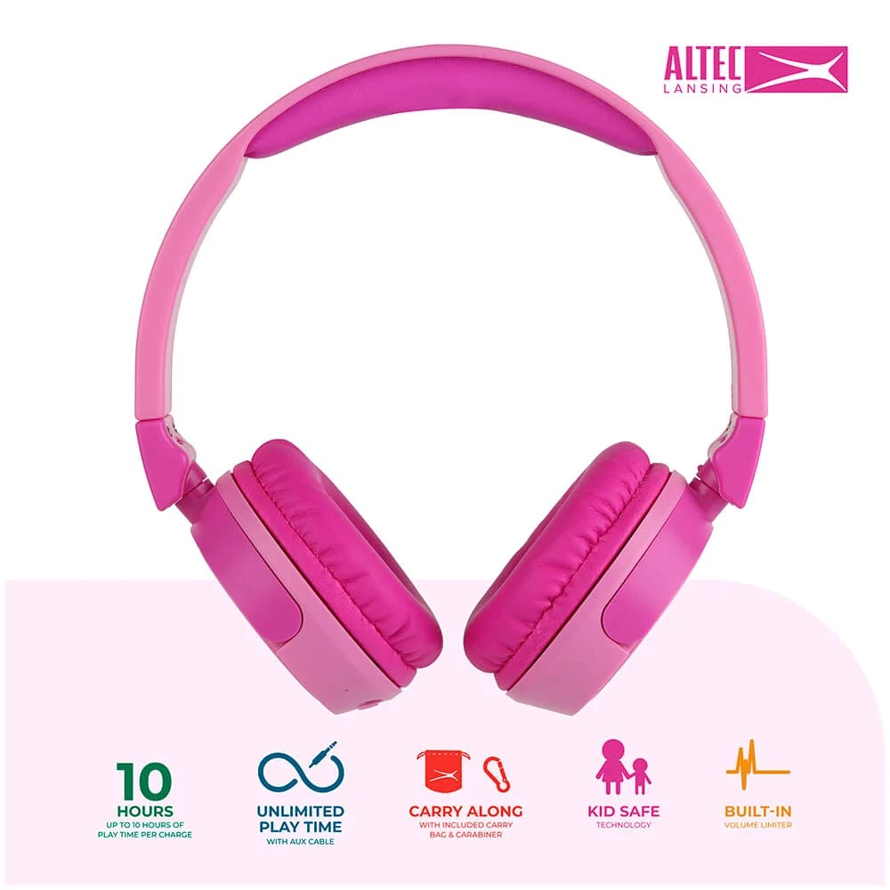 Altec Lansing 2-i-1 Headset for Barn med / uten Kabel - On-Ear Design - Rosa