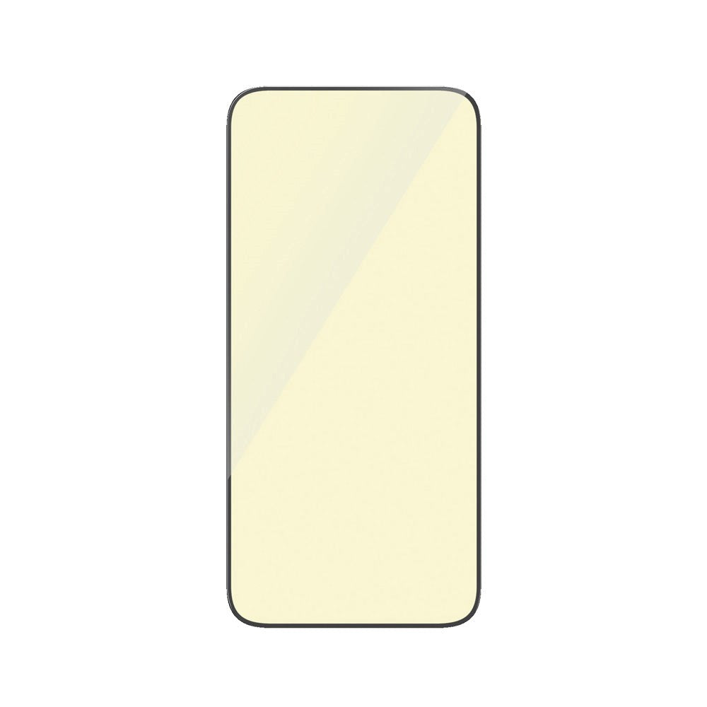 iPhone 15 Plus / 16 Plus PanzerGlass Ultra Wide Fit Skjermbeskyttelse m. EasyAligner - Anti-Reflective - Anti-Blue Light - Diamond Strength - Gjennomsiktig / Svart Kant