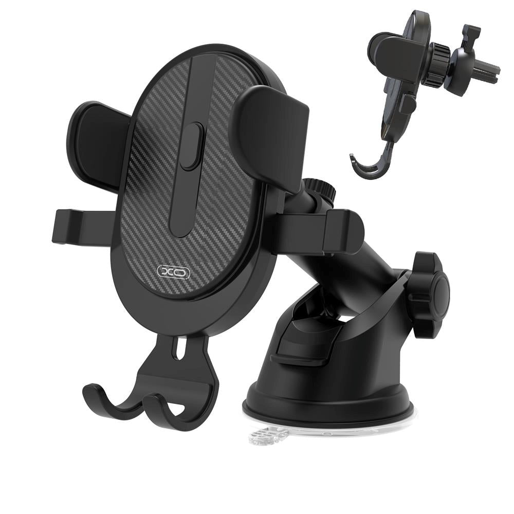 XO C60 Mobiltelefonholder til Bil - Dashbord og Ventilasjonssystem - Max Mobil: 60 - 93mm - Svart