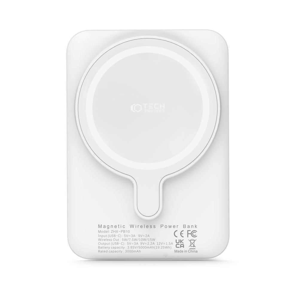 Tech-Protect LifeMag Trådløs Powerbank 5000 mAh - MagSafe Kompatibel - Hvit
