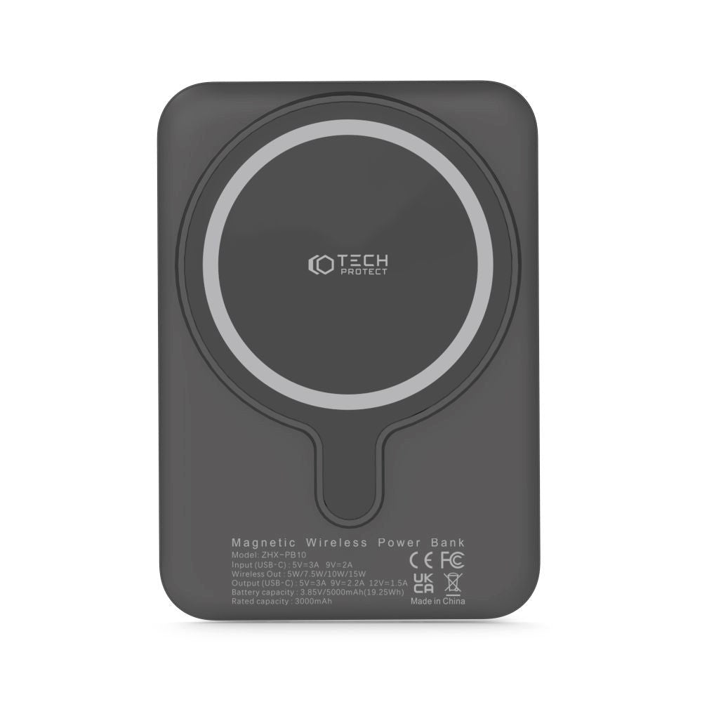 Tech-Protect LifeMag Trådløs Powerbank 5000 mAh - MagSafe Kompatibel - Svart