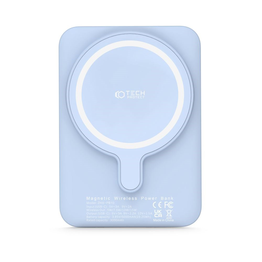 Tech-Protect LifeMag Trådløs Powerbank 5000 mAh - MagSafe Kompatibel - Blå