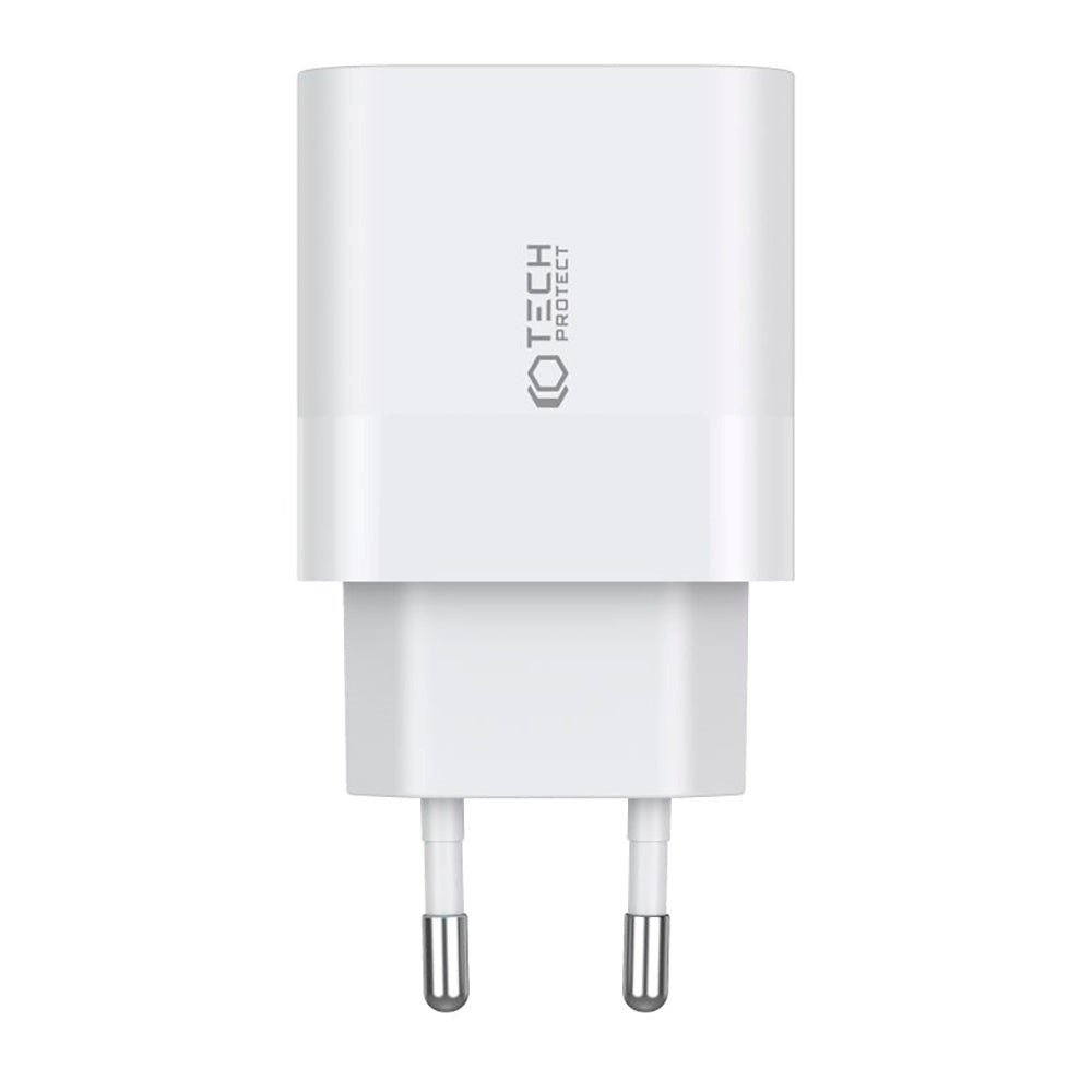 Tech-Protect 20W Veggladere m. 2 x USB-C - Hvit