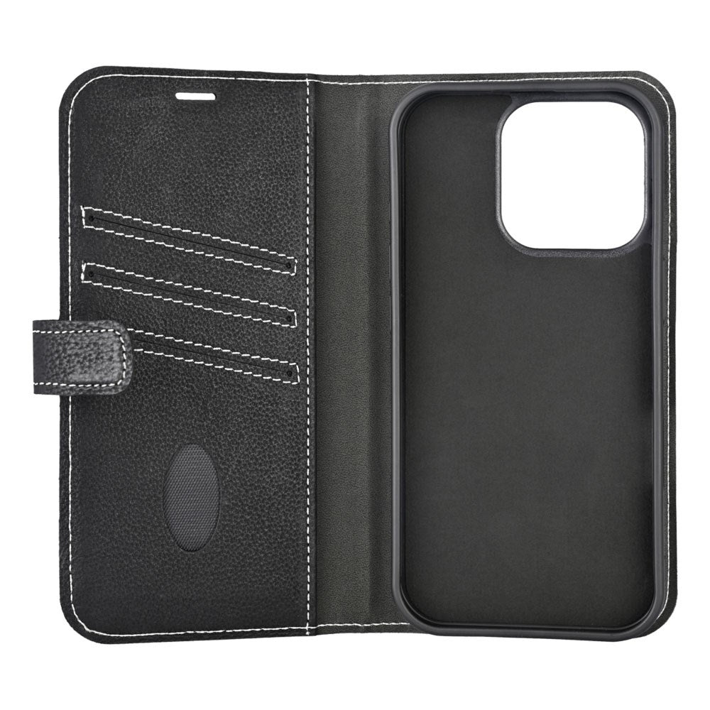 iPhone 16 Pro Essentials 2-i-1 Skinn Flip Deksel - MagSafe Kompatibel - Svart