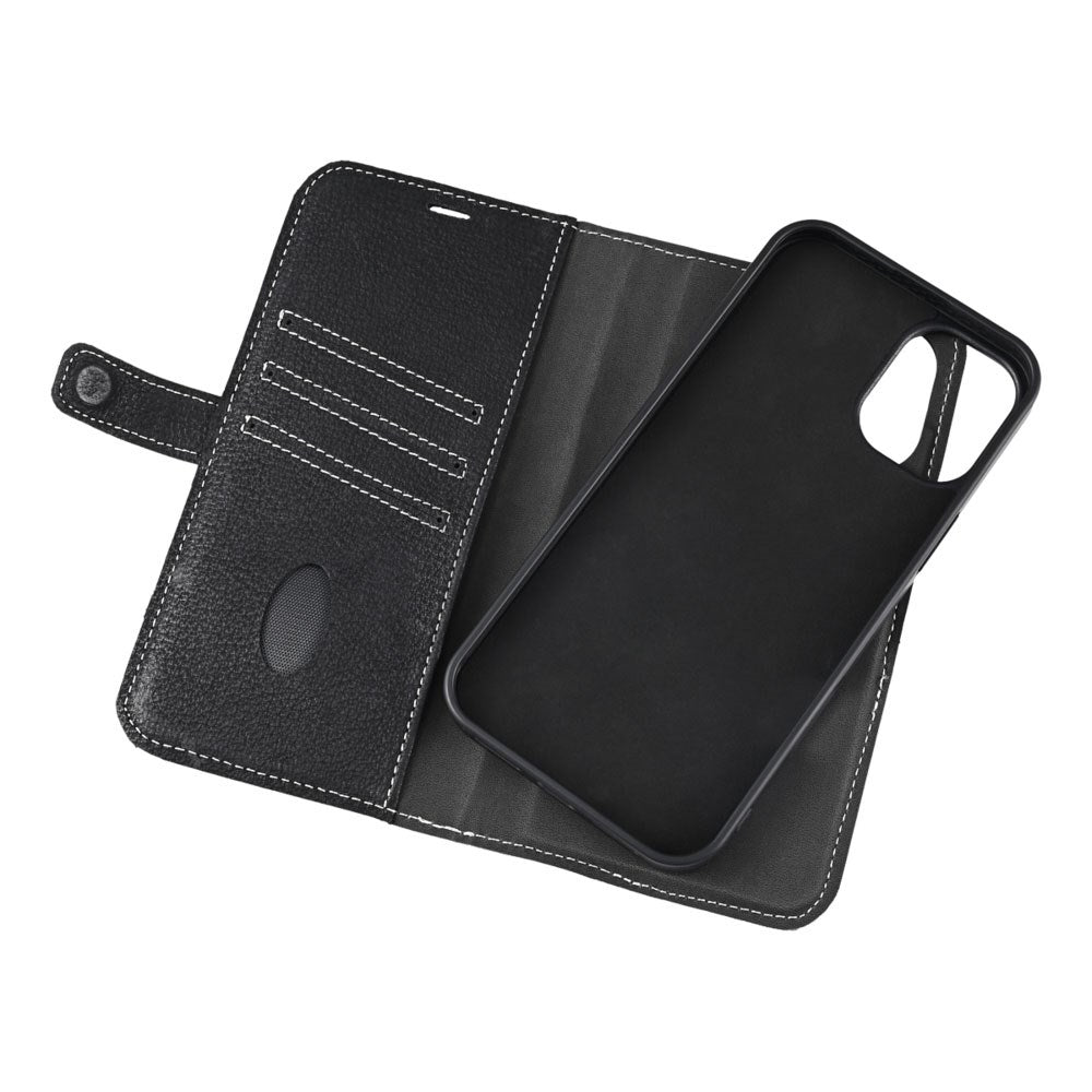 iPhone 16 Pro Essentials 2-i-1 Skinn Flip Deksel - MagSafe Kompatibel - Svart