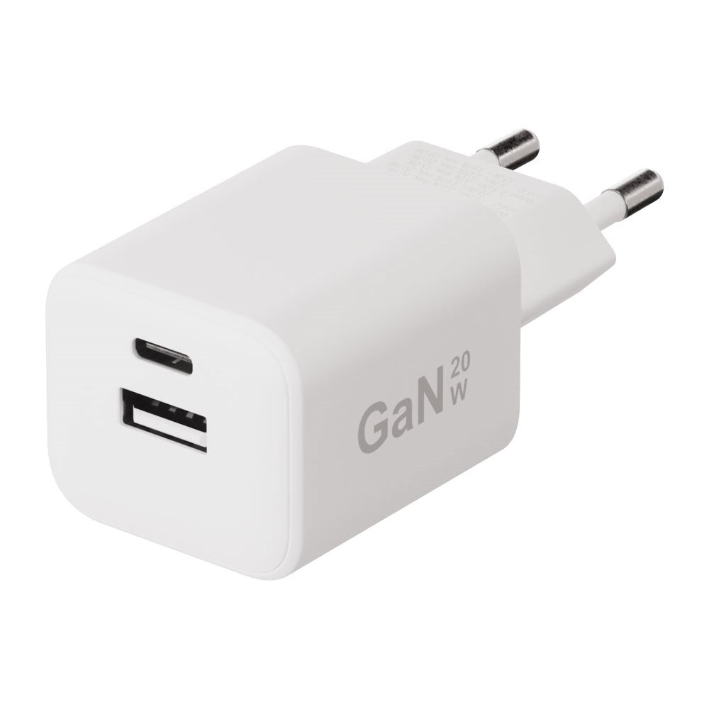 X2O 20W Vegglader m. 1x USB-A & 1x USB-C - Hvit