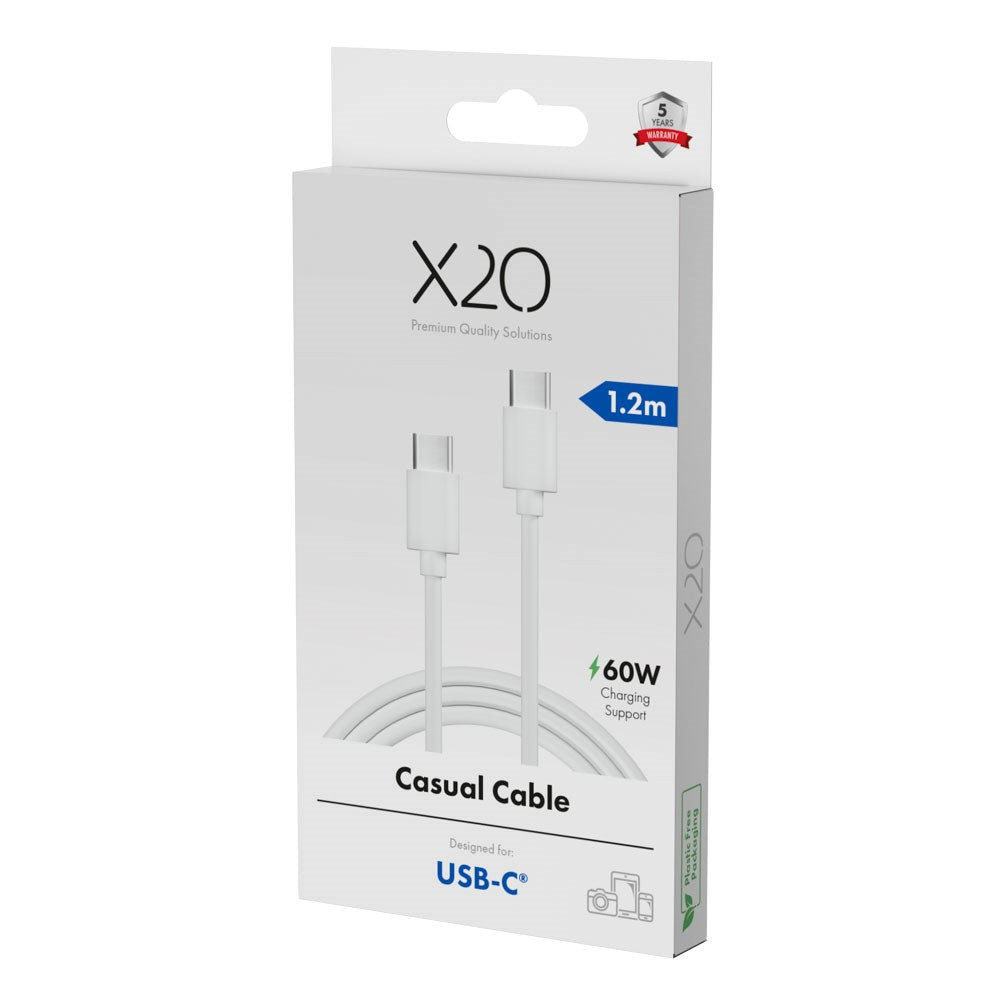 X2O Basic 60W USB-C til USB-C Kabel - 1.2m - Hvit