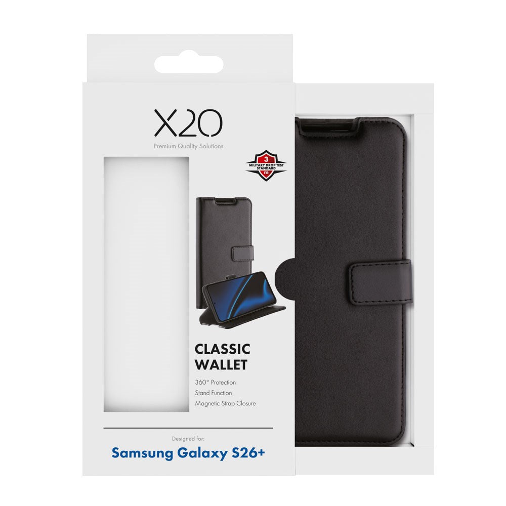 Samsung Galaxy S26+ (Plus) X2O Classic Wallet Flip Deksel - Svart