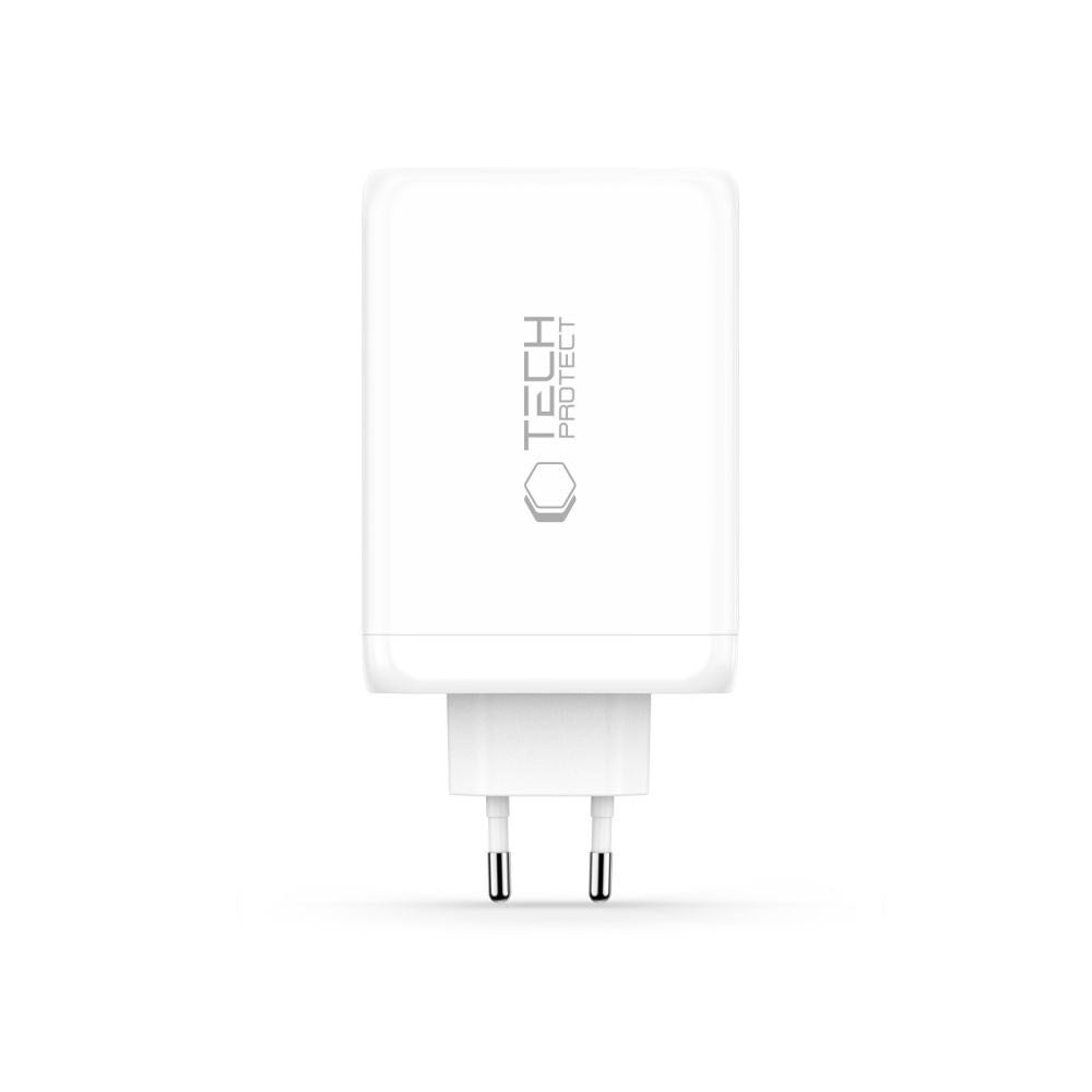 Tech-Protect 240W Vegglader m. 3x USB-C & 1x USB-A - Hvit