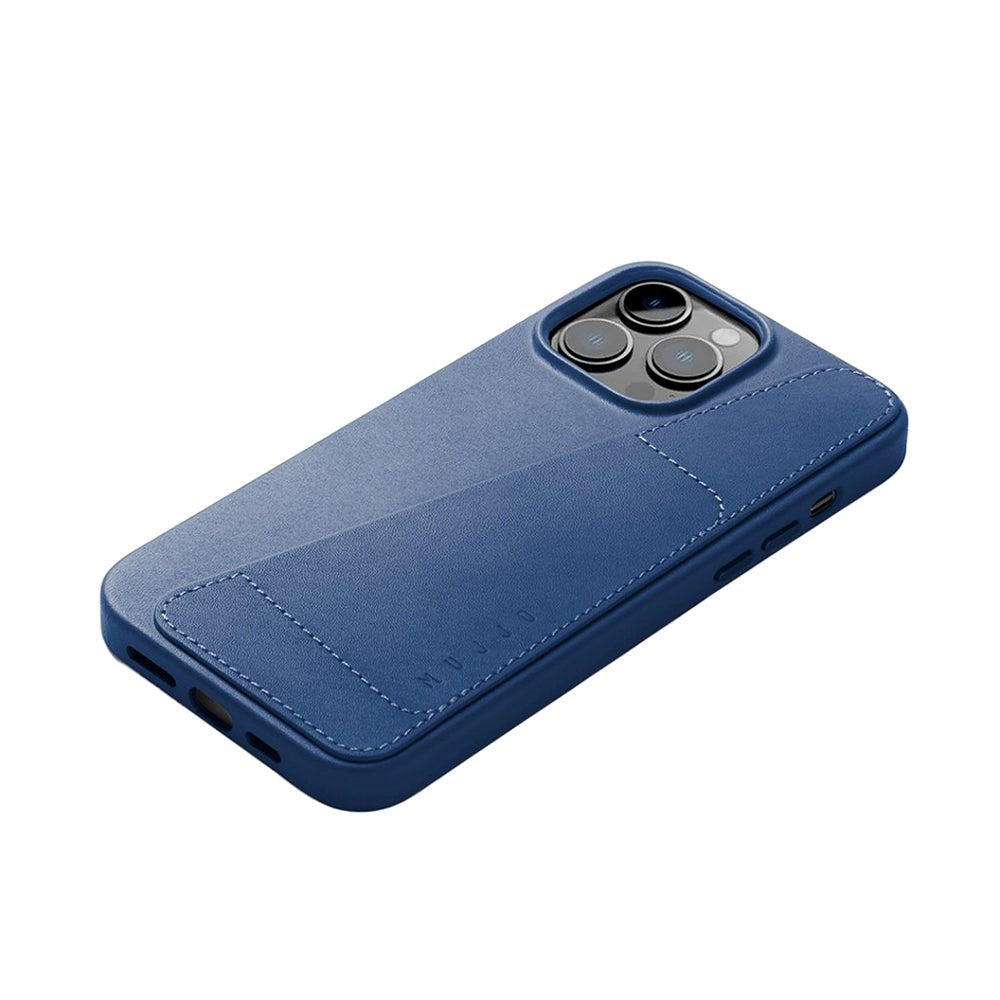 Mujjo iPhone 14 Pro Max Leather Wallet Deksel - Blå