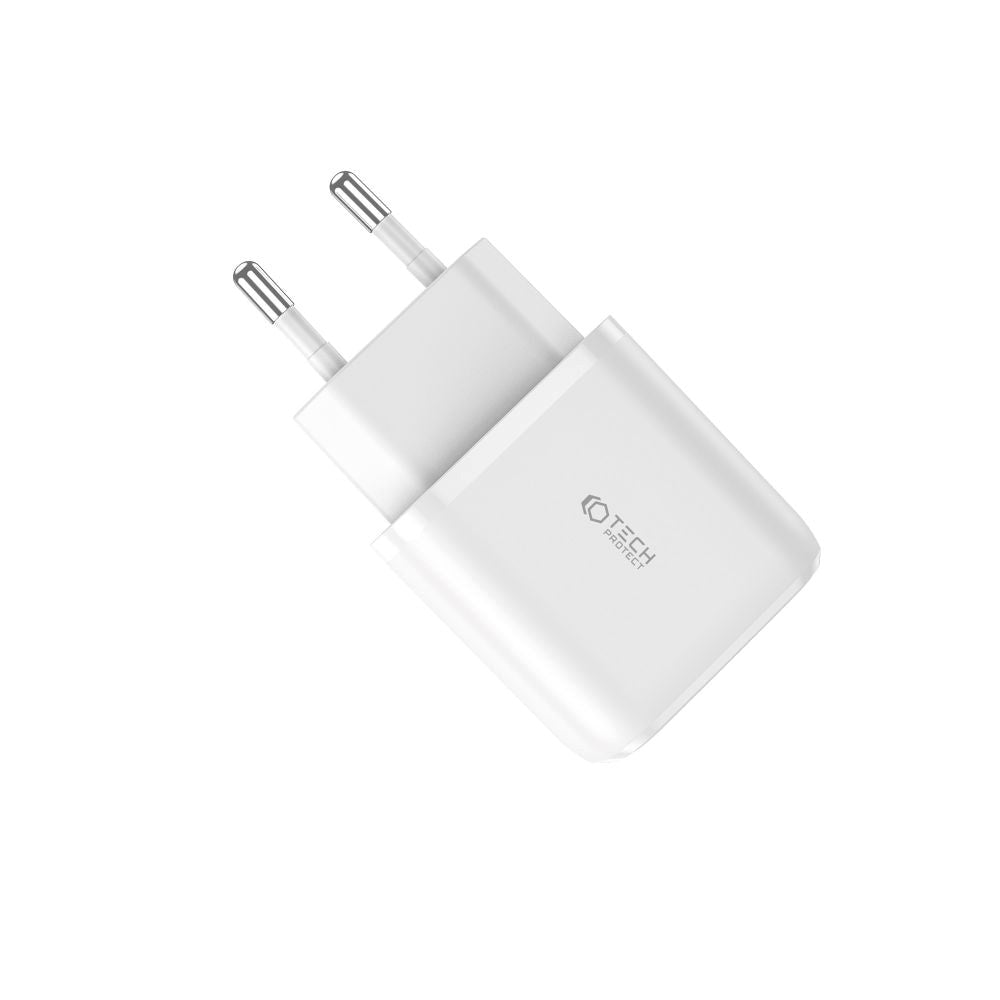 Tech-Protect 20W Veggladere m. 1 x USB-C & 1 x USB-A - Hvit