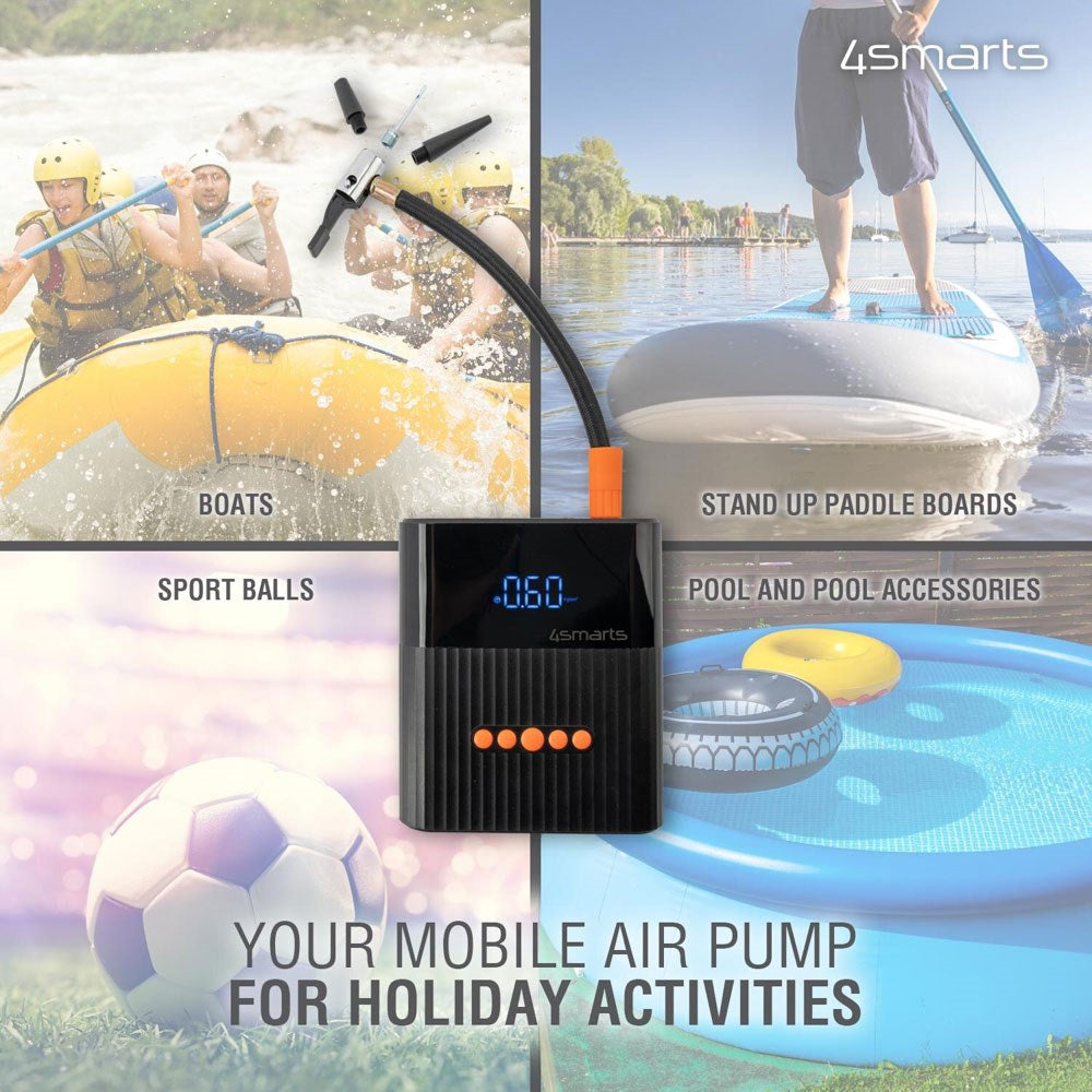 4smarts PitStop+ 8800mAh Powerbank med Kompressor & Lommelykt - Svart