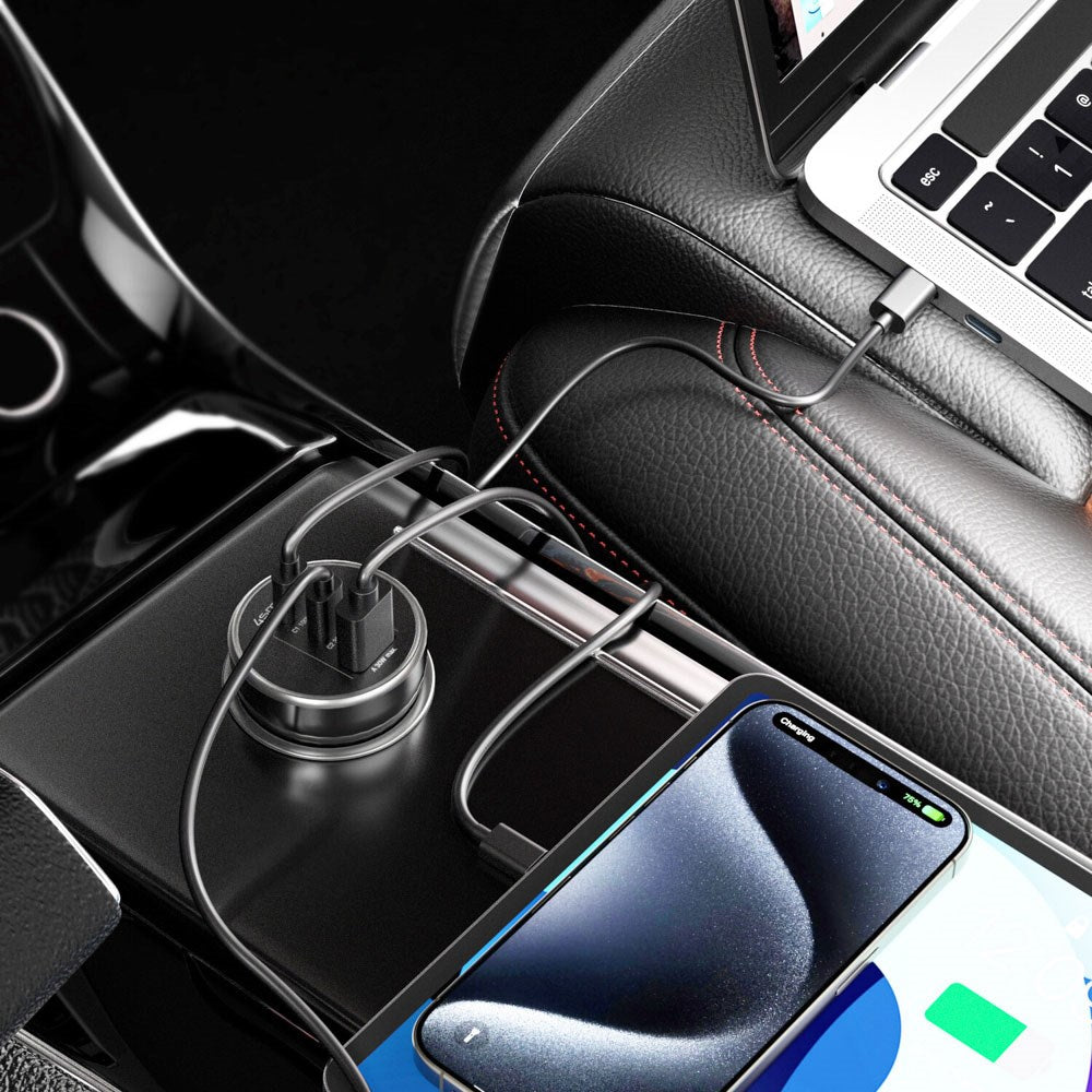 4smarts VoltRoad Ultimate 160W Billader med 2 x USB-C 1 x USB-A - Svart