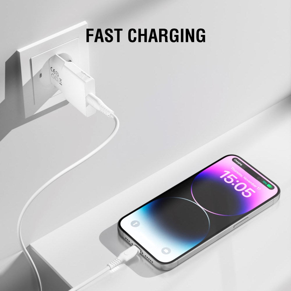 4smarts - Vegglader USB-C til Lightning Kabel - 20W / 1.5m - Hvit