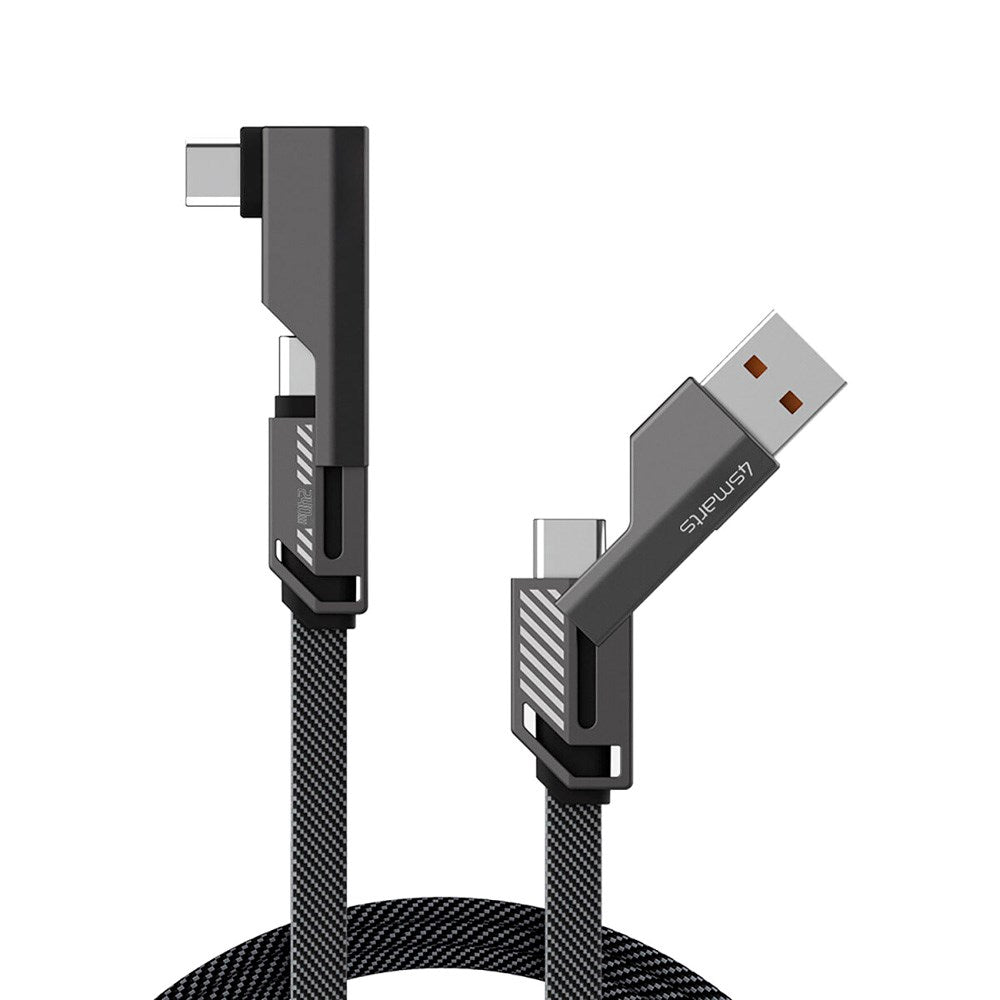 4smarts ComboCord 2-i-1 Vinkelkabel 240W - 1.5m - Grå