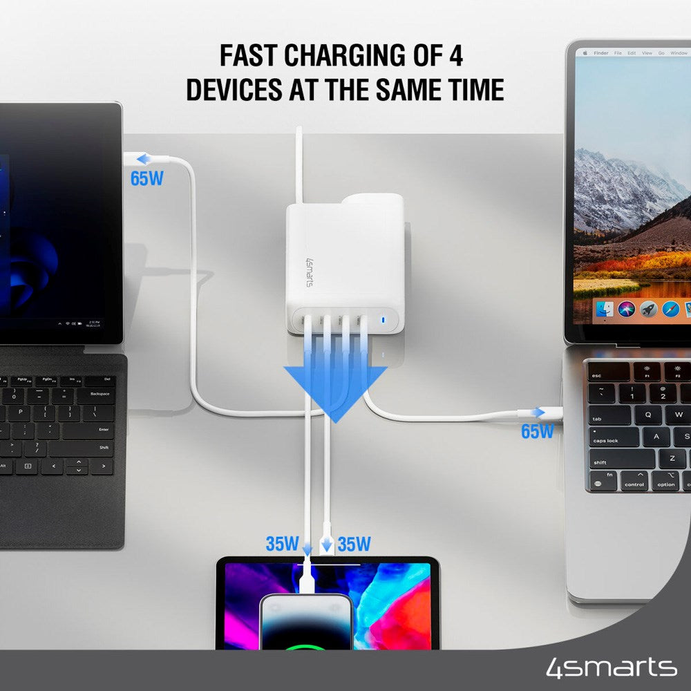 4smarts GaN Flex Pro Reiselader 200W - 4x USB-C - Hvit