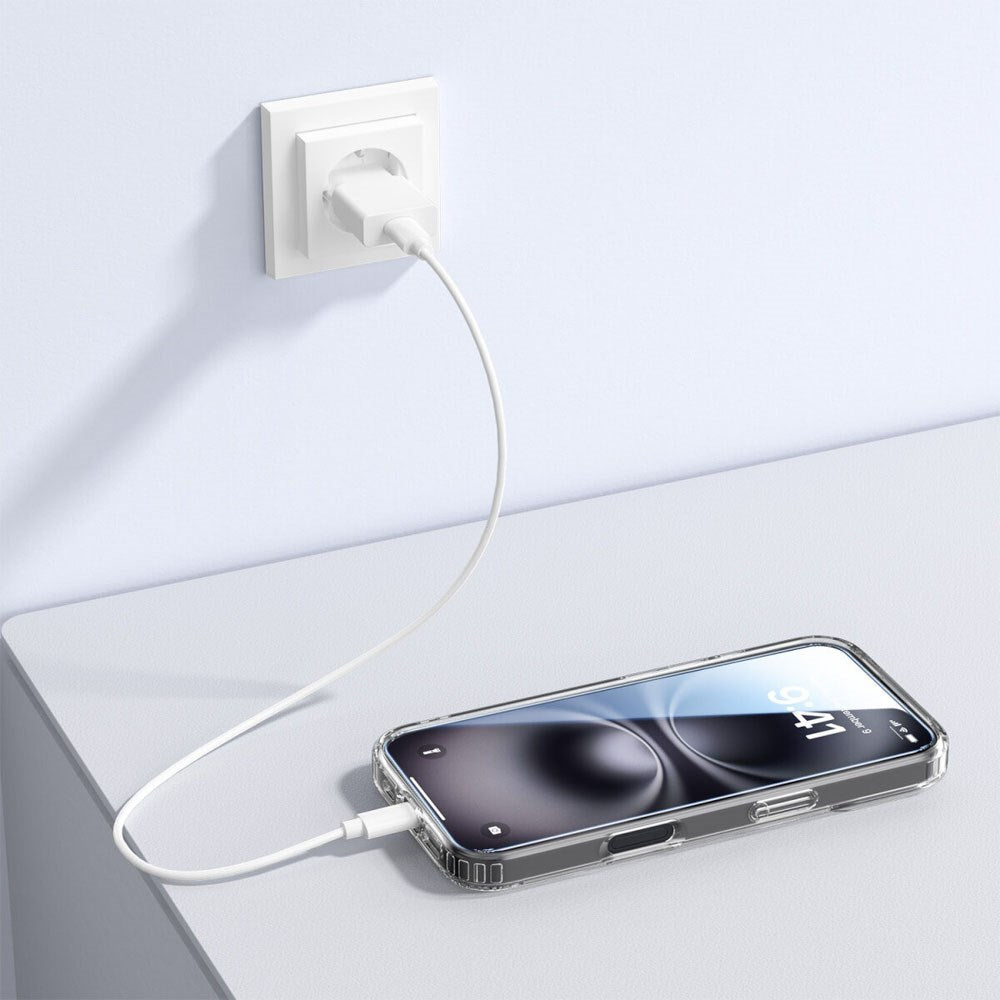 iPhone 17 4Smarts 3-i-1 Premium Starter Set - MagSafe Deksel, Skjermbeskyttelse & 20W Vegglader - Gjennomsiktig / Hvit