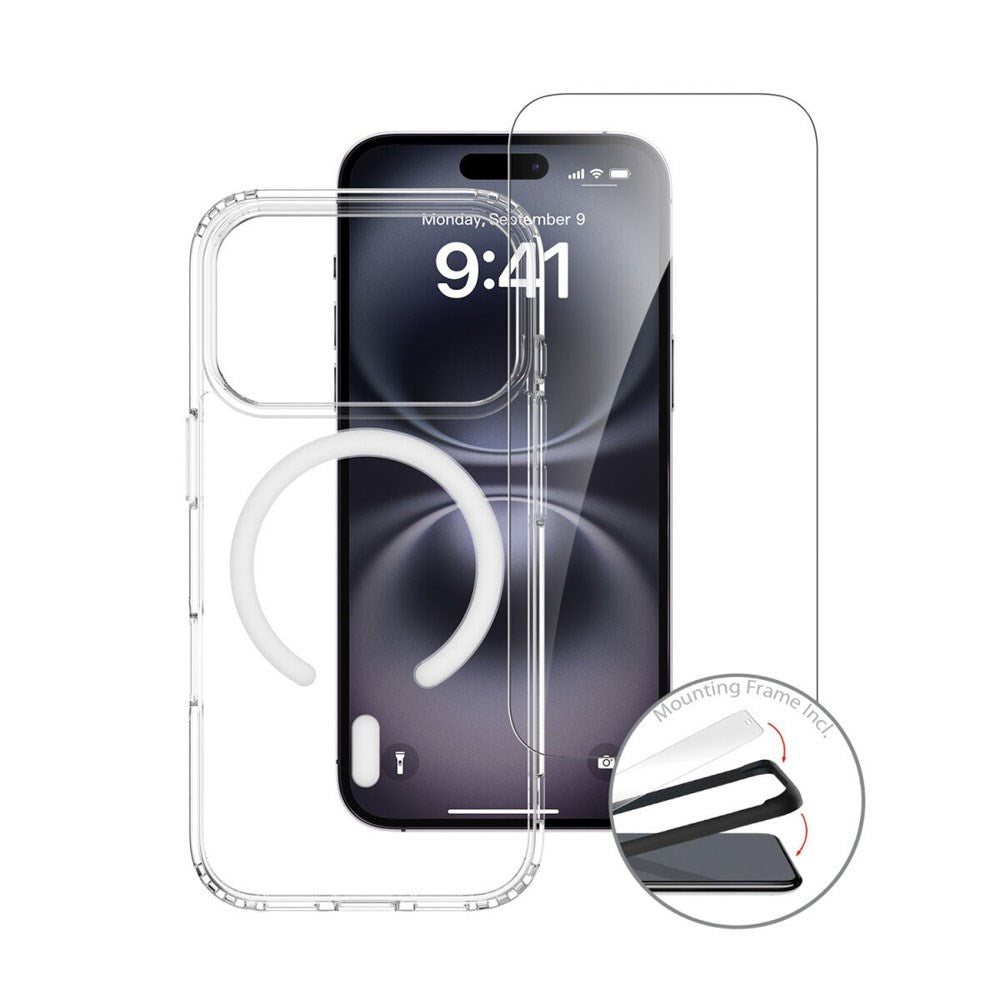 iPhone 17 Pro 4Smarts 3-i-1 Premium Starter Set - MagSafe Deksel, Skjermbeskyttelse & 20W Vegglader - Gjennomsiktig / Hvit