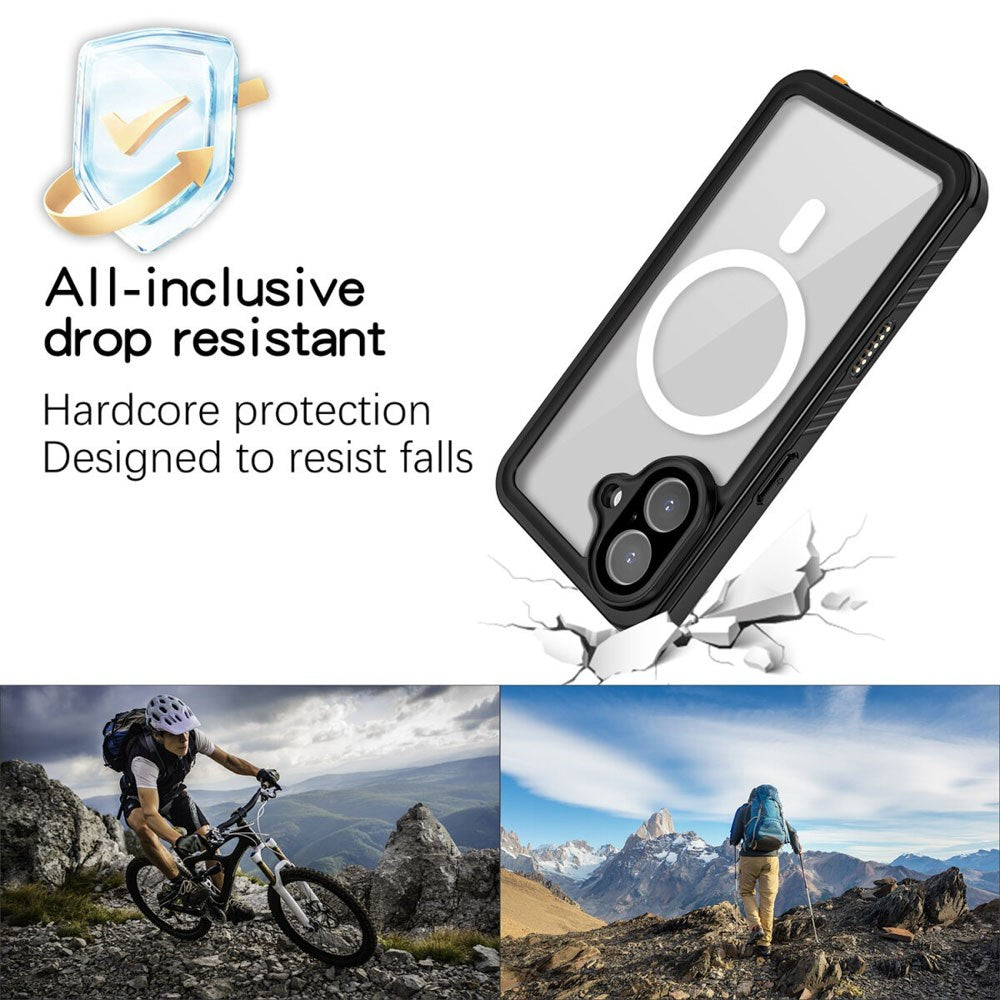 iPhone 17 4Smarts Vanntett 360 Deksel - MagSafe Kompatibelt - Gjennomsiktig / Svart