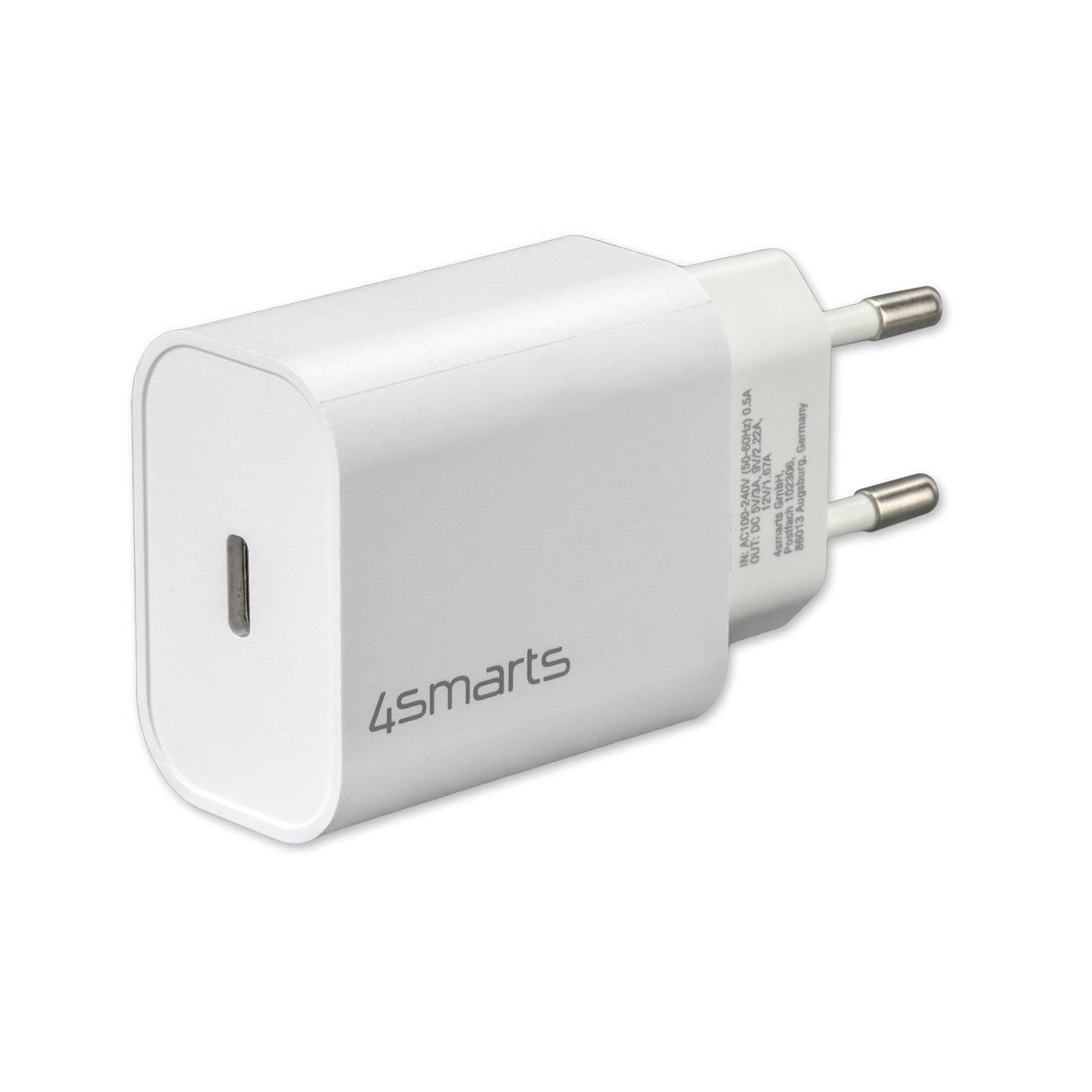 4smarts VoltPlug PD 20W USB-C Vegglader med Kabel - Hvit