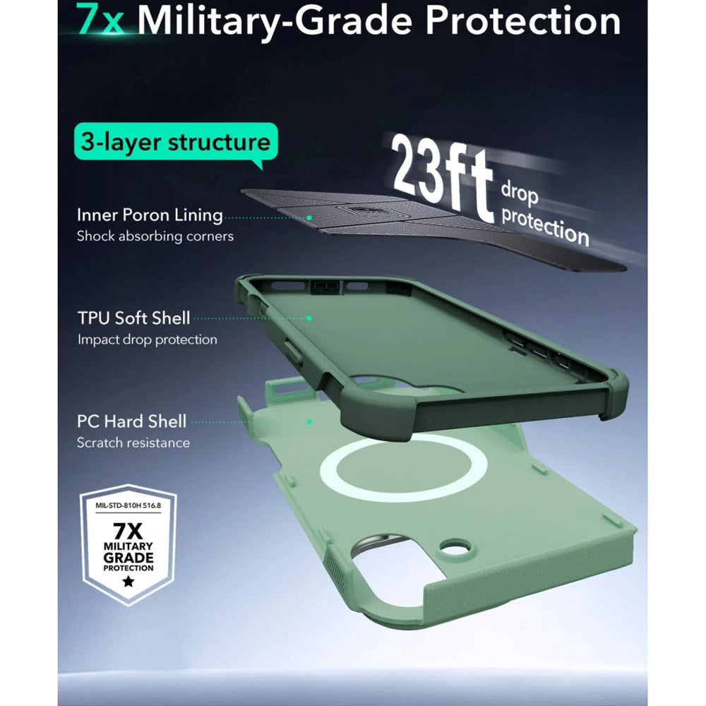 ESR iPhone 16 Cyber Armor Deksel med Kickstand - MagSafe Kompatibel - Grønn