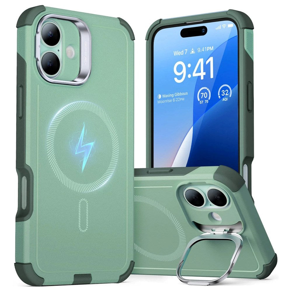 ESR iPhone 16 Cyber Armor Deksel med Kickstand - MagSafe Kompatibel - Grønn