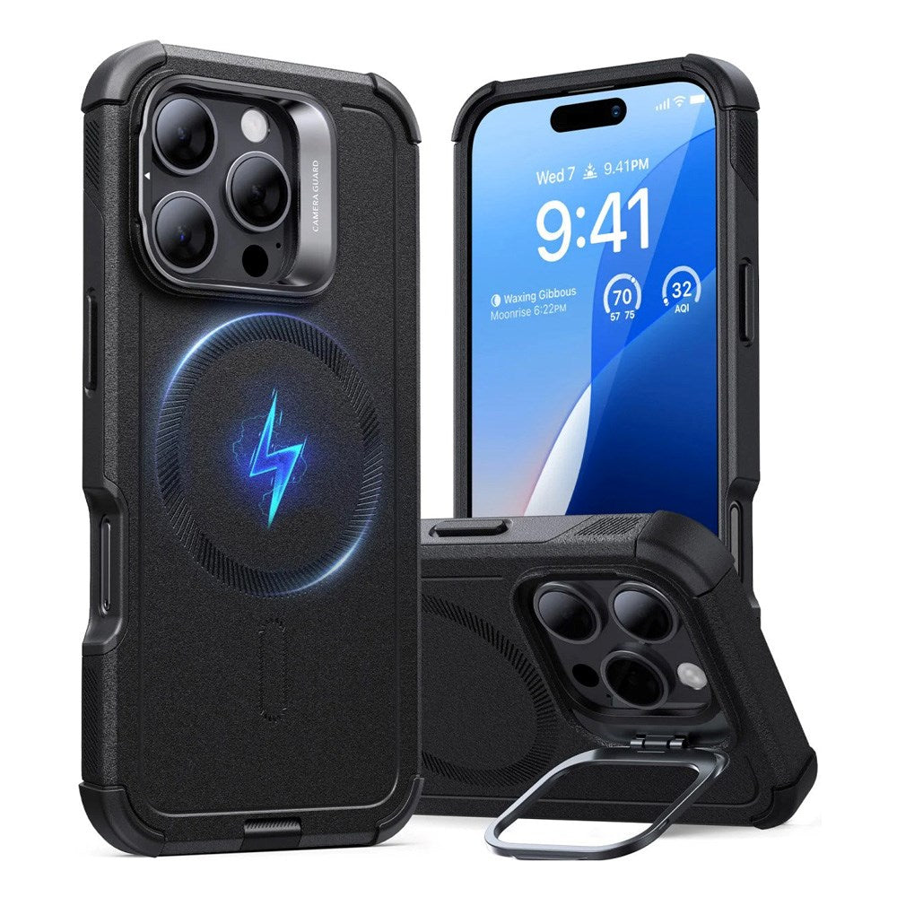 ESR iPhone 16 Pro Cyber Armor Deksel med Kickstand - MagSafe Kompatibel - Svart
