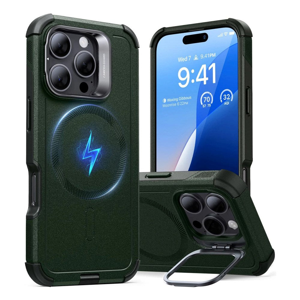 ESR iPhone 16 Pro Cyber Armor Deksel med Kickstand - MagSafe Kompatibel - Grønn