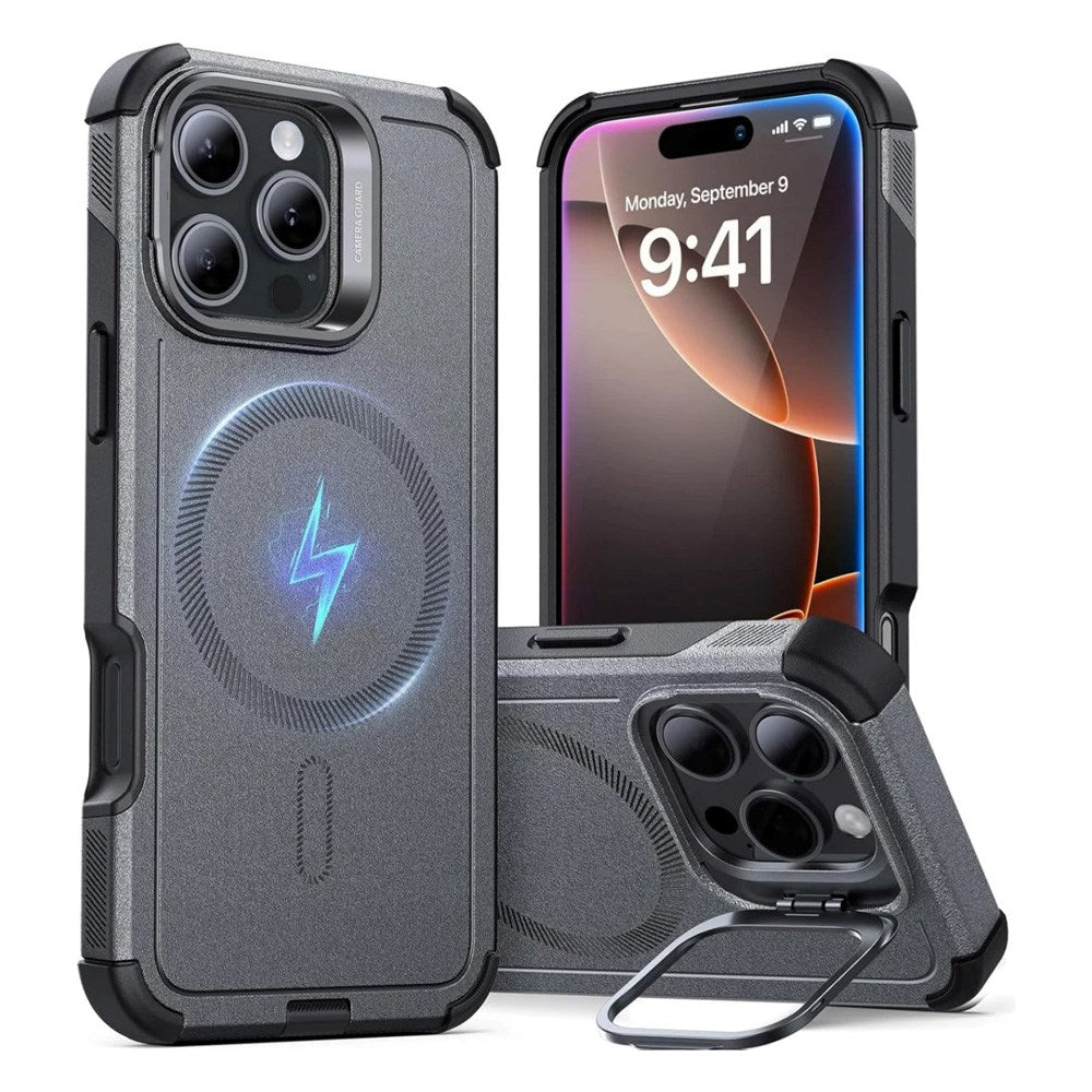 ESR iPhone 16 Pro Cyber Armor Deksel med Kickstand - MagSafe Kompatibel - Grå