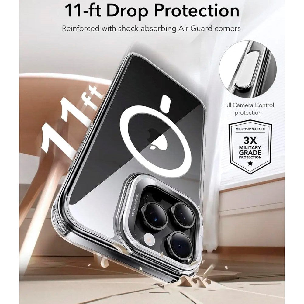 ESR iPhone 16 Pro Classic Hybrid Deksel m. Kickstand - MagSafe Kompatibel - Gjennomsiktig