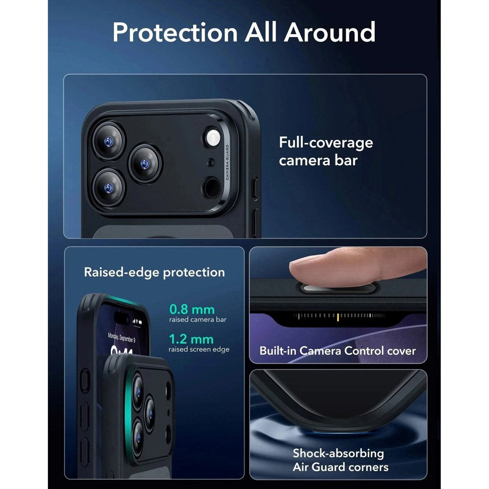 ESR iPhone 17 Pro Max Classic Hybrid Deksel med Kamerakontrollknapp – MagSafe Kompatibel – Matt Svart